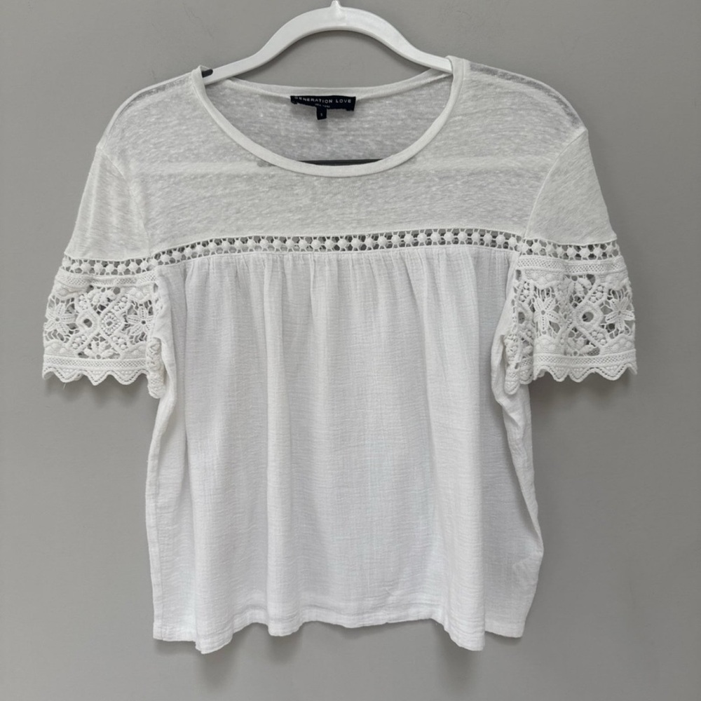 Generation Love White Lace Sleeve Blouse
